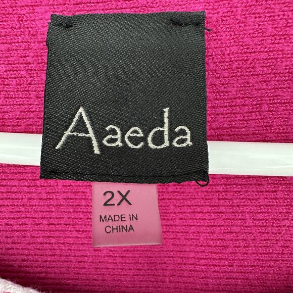 Aaeda Sweater Womens 2X Pink Pullover White Trim Stitch Dolman Sleeve Oversized - Picture 6 of 10